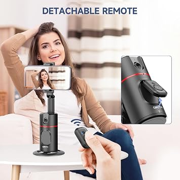 Auto Face Tracking Tripod, No App, Smart Shooting Phone Holder with Remote Control, 360° Rotating Body Phone Camera Mount, Smart Tracking Tripod with Cell Phone Holder Body for Vlog/TIK Tok
