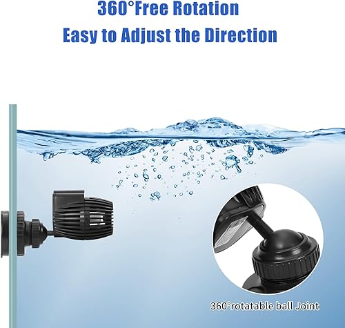 Miniatura 3 de AQUANEAT Bomba de circulación Wavemaker para acuario, cabezal de alimentación de tanque de peces de 800 GPH, bomba de agua sumergible, base magnética