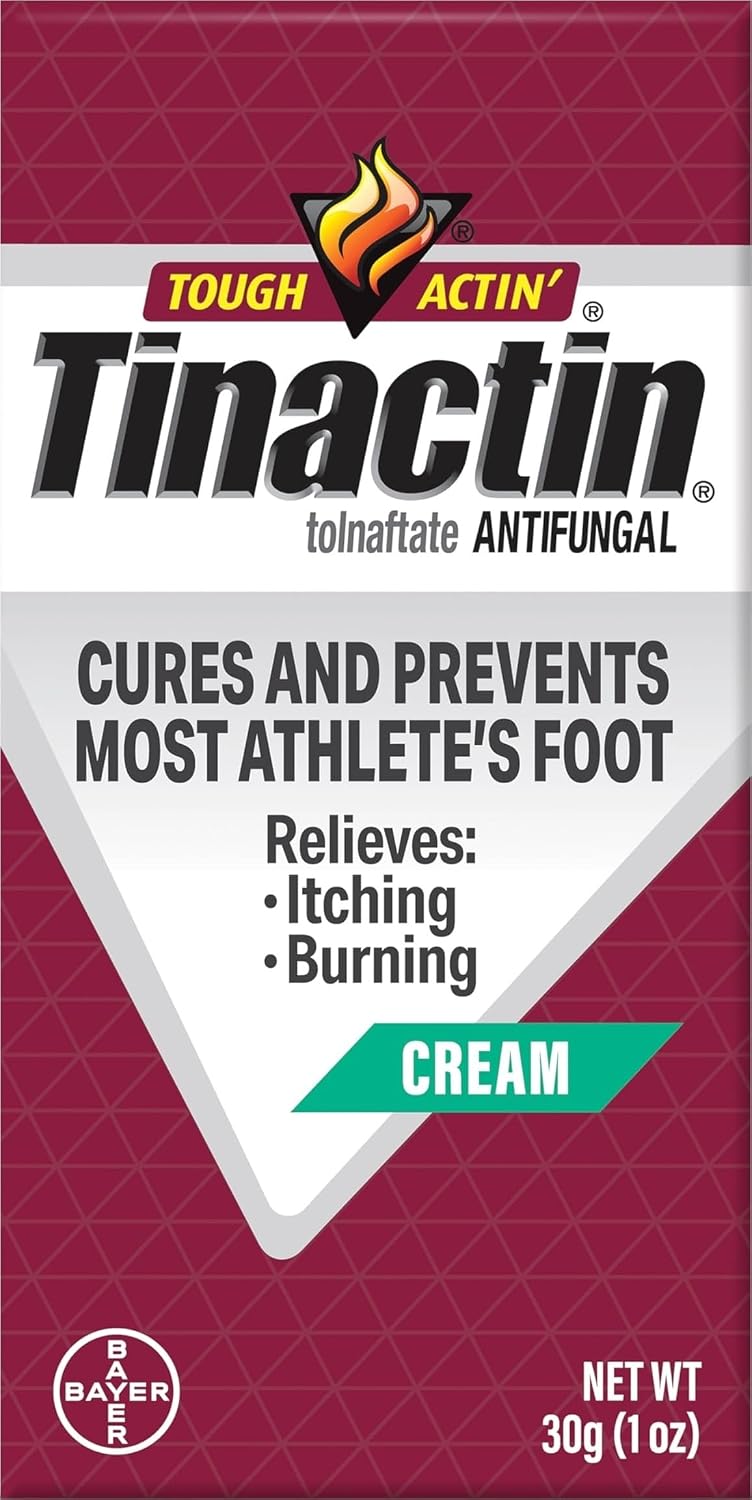 Tinactin Antifungal Cream, Athlete’s Foot Treatment, Tolnaftate 1%, Proven Clinically Effective on Most Athlete’s Foot and Ringworm, 1 Ounce, 30 Grams, Tube