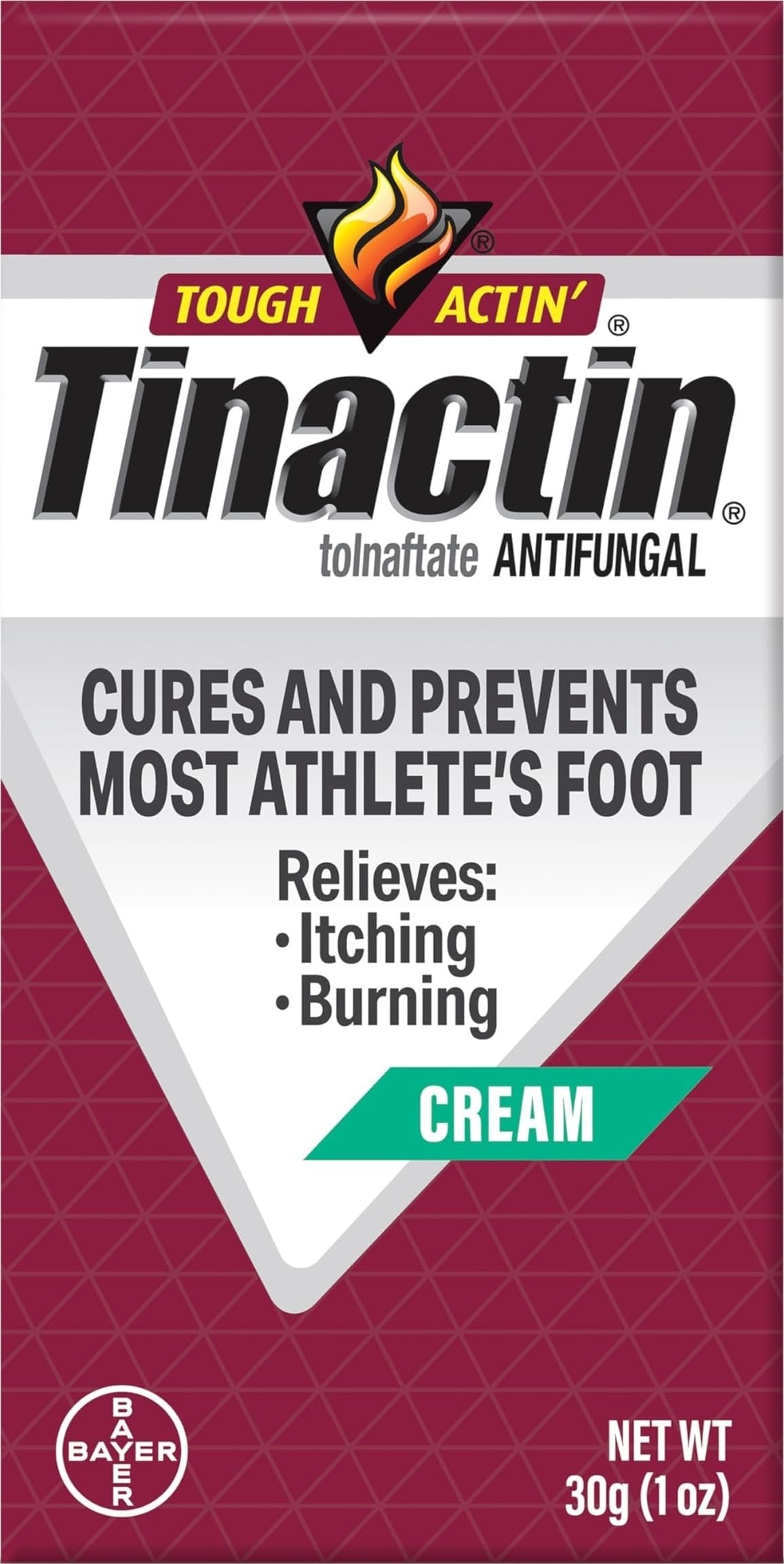 Tinactin Antifungal Cream, Athlete’s Foot Treatment, Tolnaftate 1%, Proven Clinically Effective on Most Athlete’s Foot and Ringworm, 1 Ounce, 30 Grams, Tube