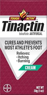 Tinactin Antifungal Cream, Athlete’s Foot Treatment, Tolnaftate 1%, Proven Clinically Effective on Most Athlete’s Foot and Ringworm, 1 Ounce, 30 Grams, Tube