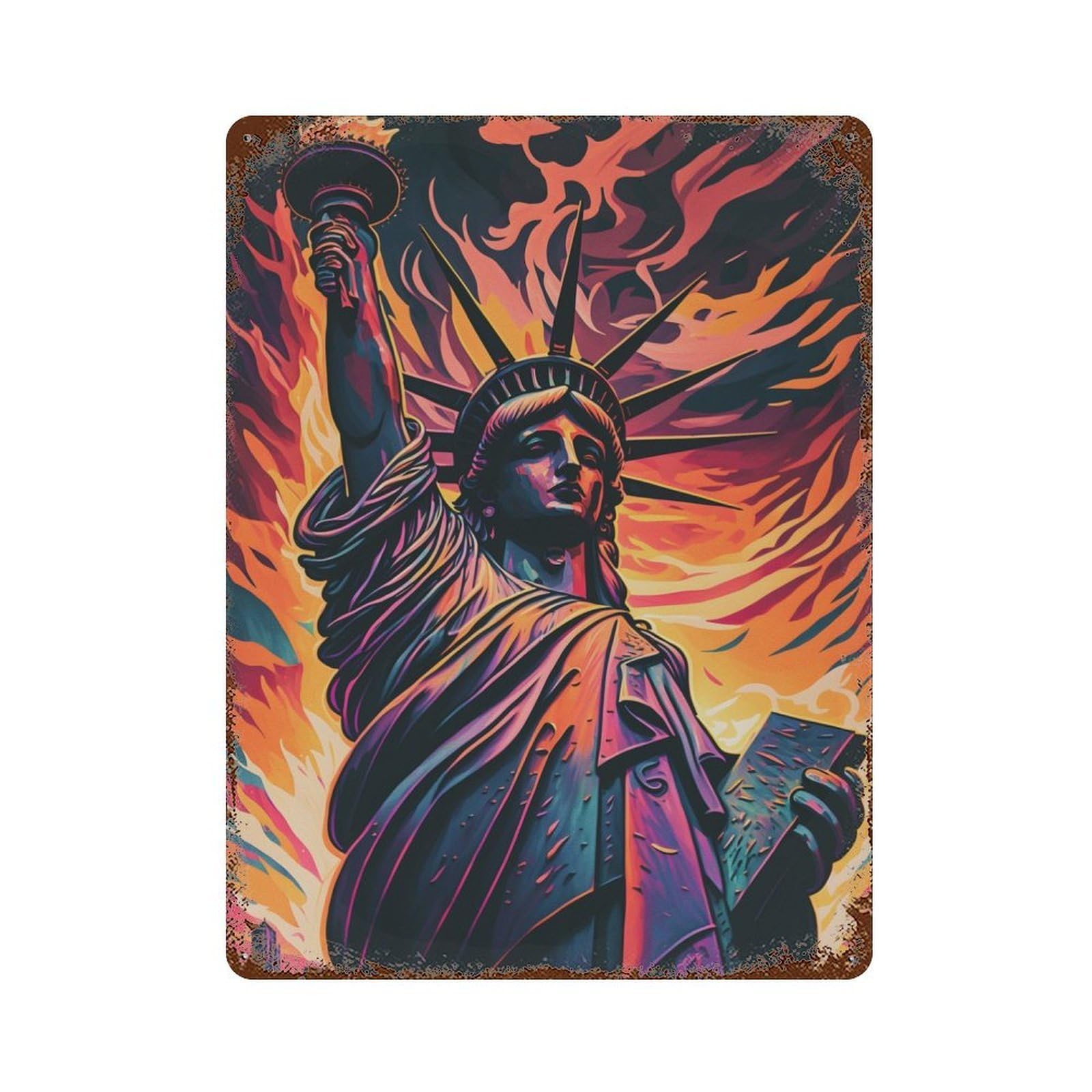 Liberty Weathered Tin Sign 15.7"x11.8", for Basement, Hobby Room And Garage Decor, Rustic Home Decor