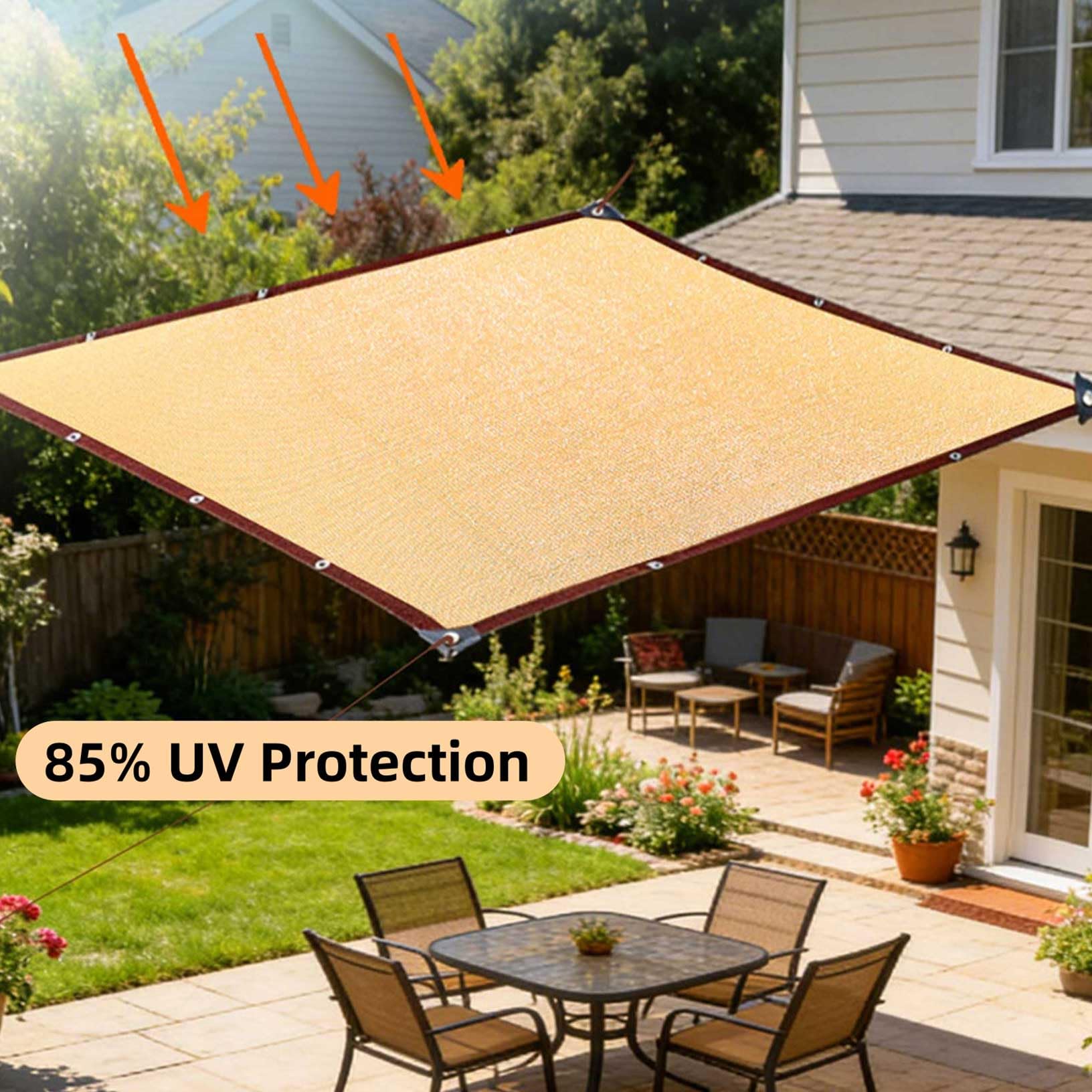 Red de Sombra 100 x 1000 cm con Ojales 85% Protección Solar Toldo Vela de Sombra Transpirable, Resistente Viento para Invernadero, Jardín, Granero, Exterior, Amarillo