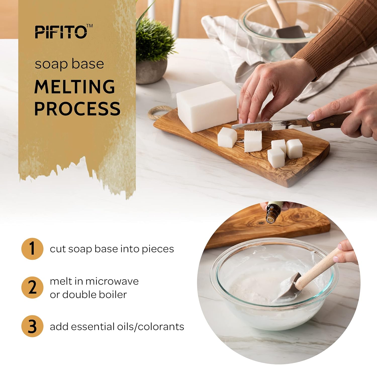 Pifito Shea Butter Melt and Pour Soap Base (5 lb) │ Bulk Premium 100% Natural Glycerin Soap Base │ Luxurious Soap Making Supplies