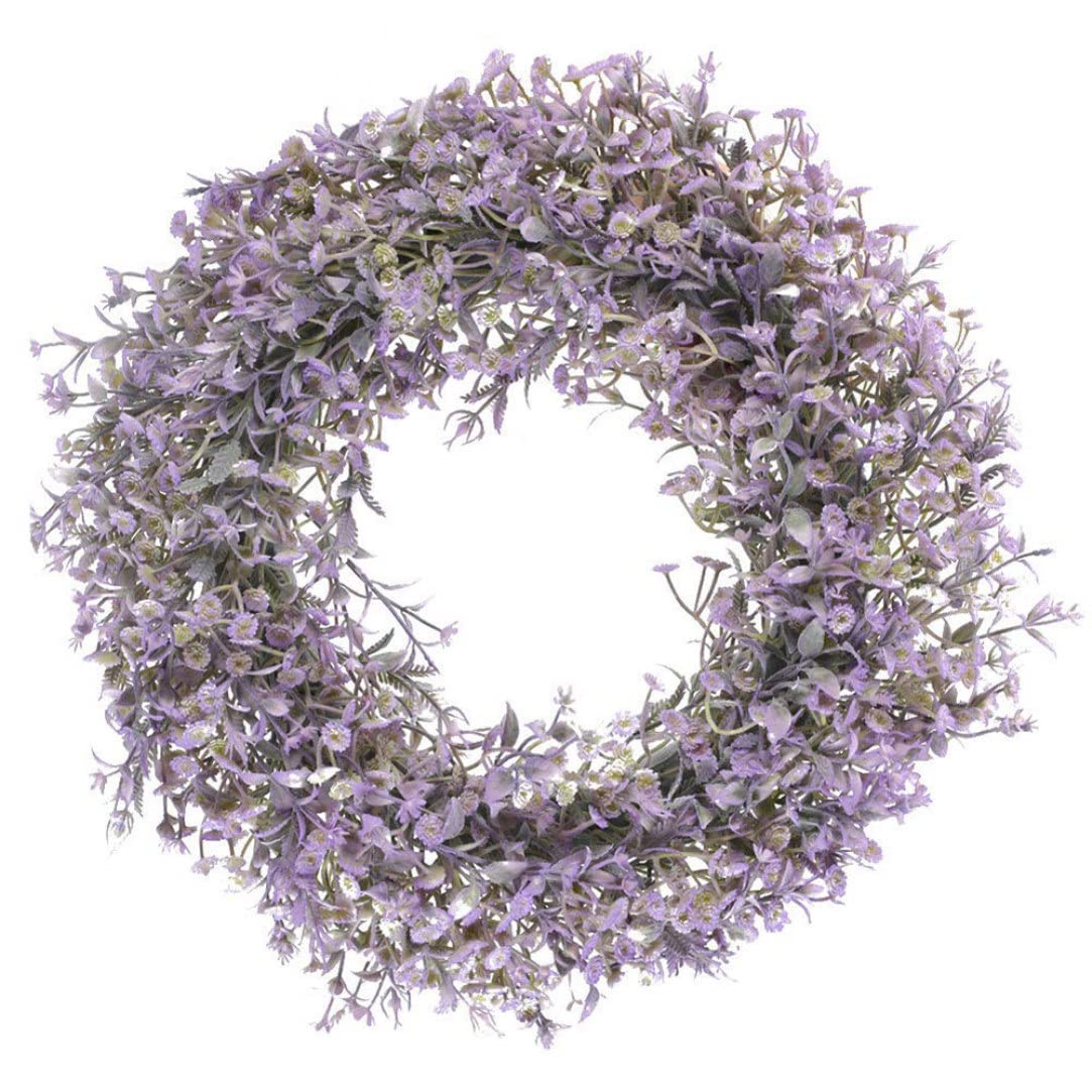 Couronne de lavande artificielle festive pour mariage et décoration de porte