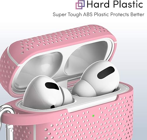 Vista 11 de TALK WORKS Funda para AirPods Pro con llavero – Funda protectora de silicona dura para AirPods, llavero con clip, mosquetón de carga inalámbrica