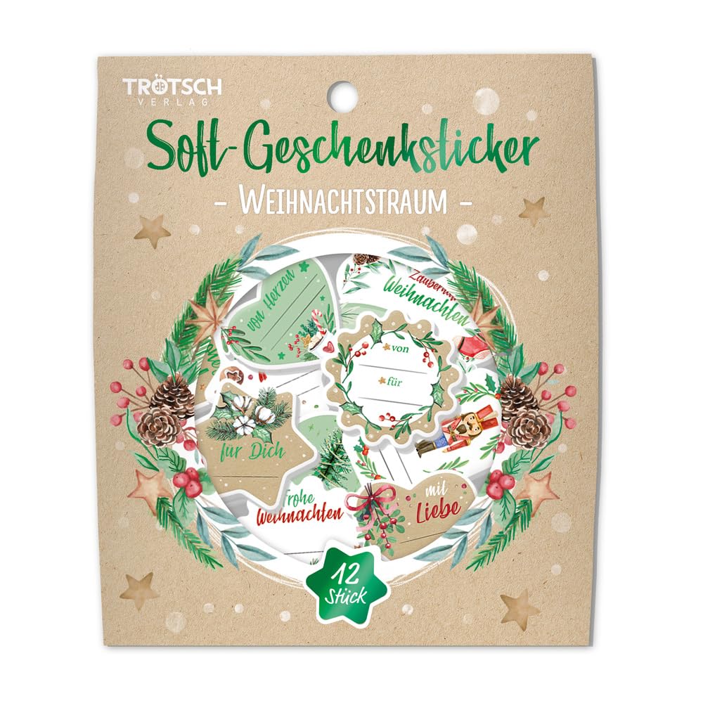 TRÖTSCH - Soft-Geschenksticker Weihnachtstraum: Aufkleber zum Verzieren und Verschenken (Weihnachten)