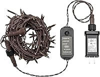 Vista 1 de Vickerman Juego de luces LED blancas cálidas de 144 luces de araña de 2 funciones, juego de luces navideñas de 24 pies, cable marrón