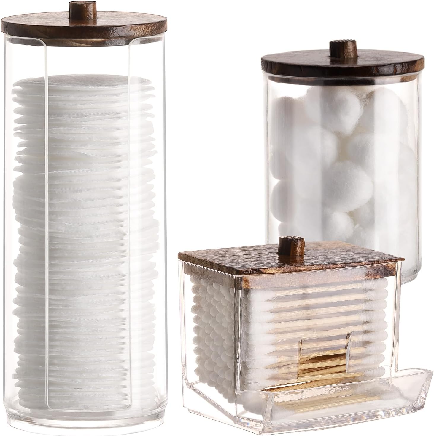 Tecbeauty 3Pcs Qtip Holder Bathroom Dispenser Storage