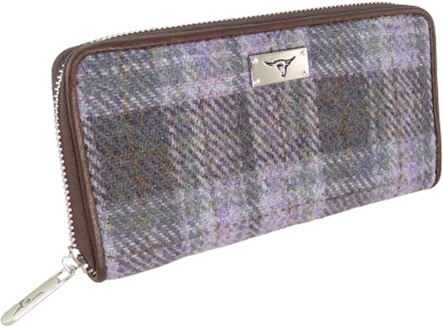 Glen Appin of Scotland Harris Tweed Wallet Large Zip Purse for Women Made in Scotland (Beige Stewart)