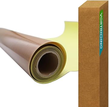 VORTRIDINO US Stock 36" x 15ft Teflon Coated PTFE Sheet Roll Self-Adhesive Heat Press Cover Sheet Fiberglass Fabric for Heat Press Transfer Heat Resistant Craft Mat, 5Mil Thickness