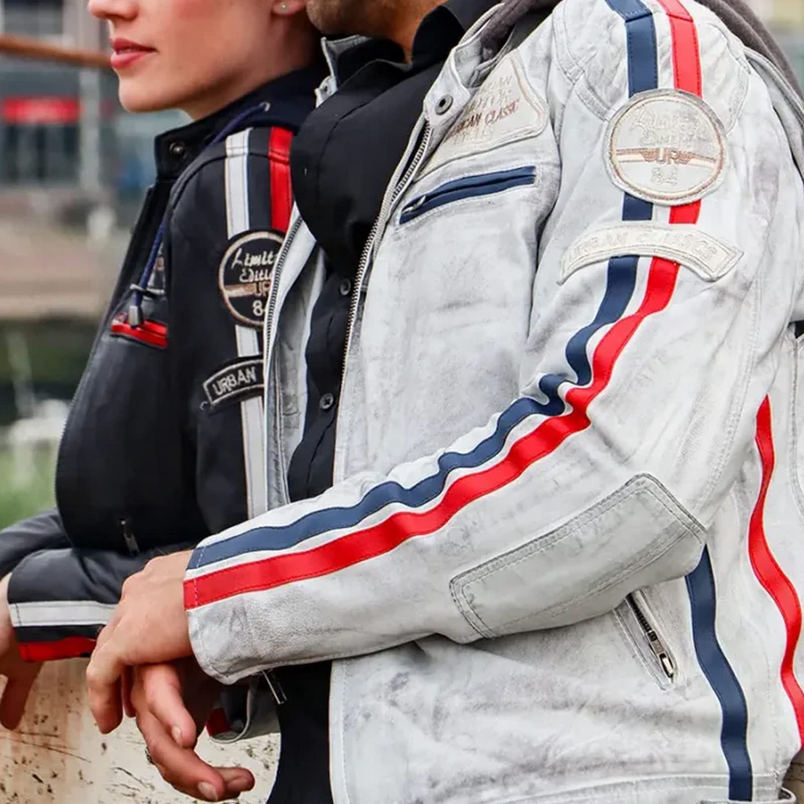 URBAN 5884 Giacca Moto Uomo in Pelle con Protezioni Per Schiena, Spalle e Gomiti Omologate CE