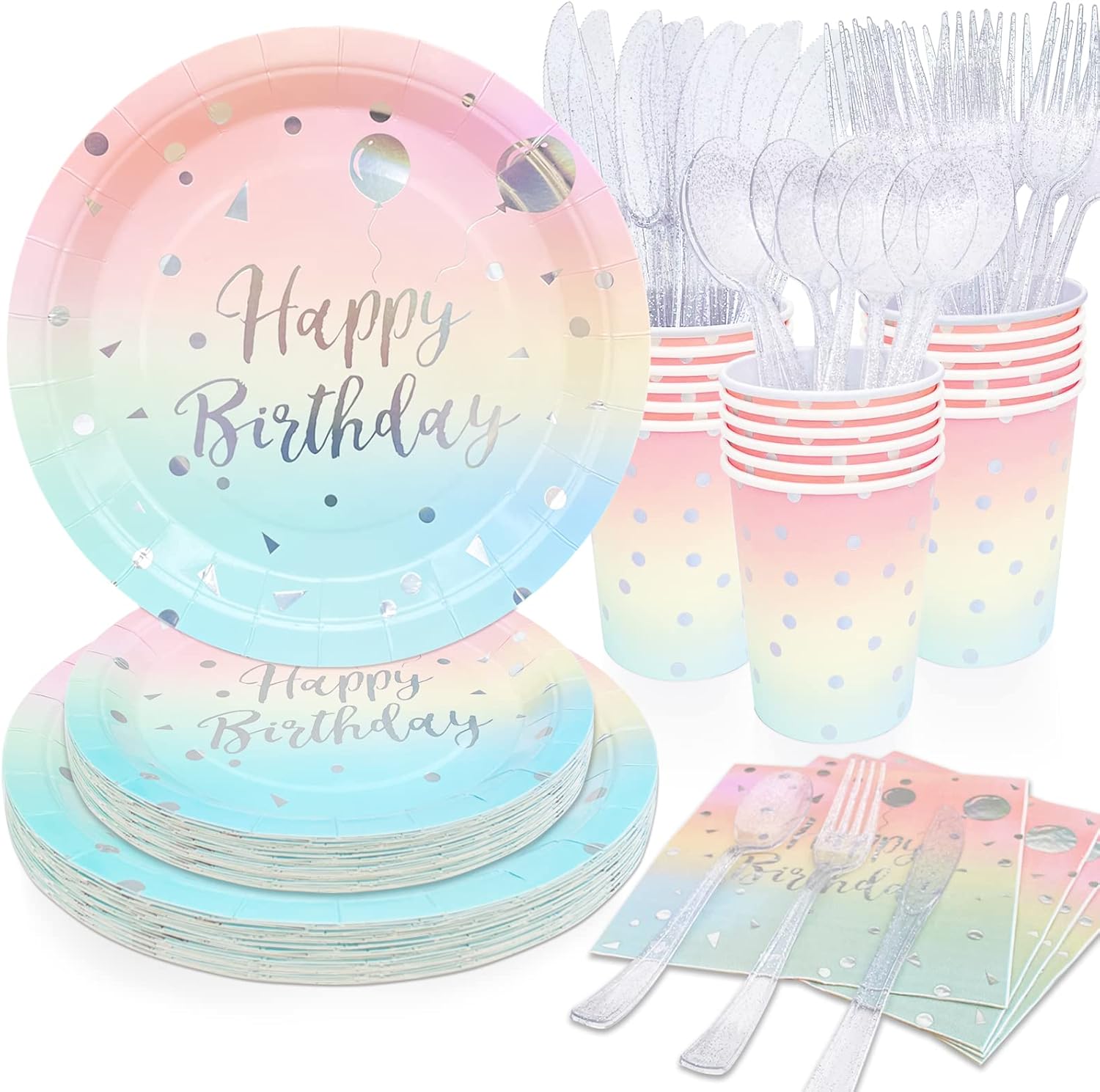 Pastel Party Decorations, Birthday Plates and Napkins Party