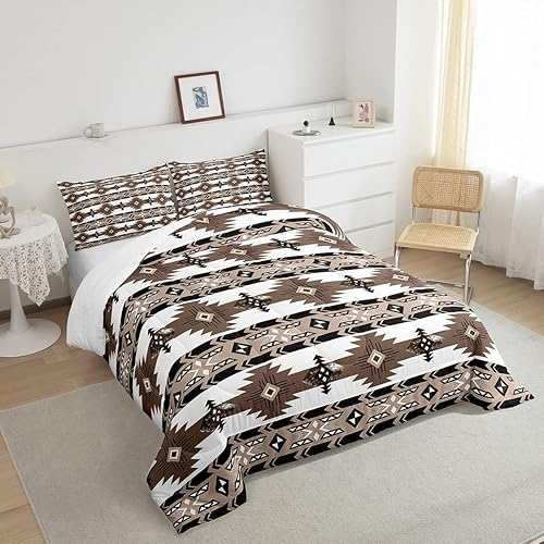 Miniatura 4 de Erosebridal Juego de edredón del suroeste, edredón geométrico bohemio, juego de ropa de cama étnico tribal flecha étnica, relleno de edredón