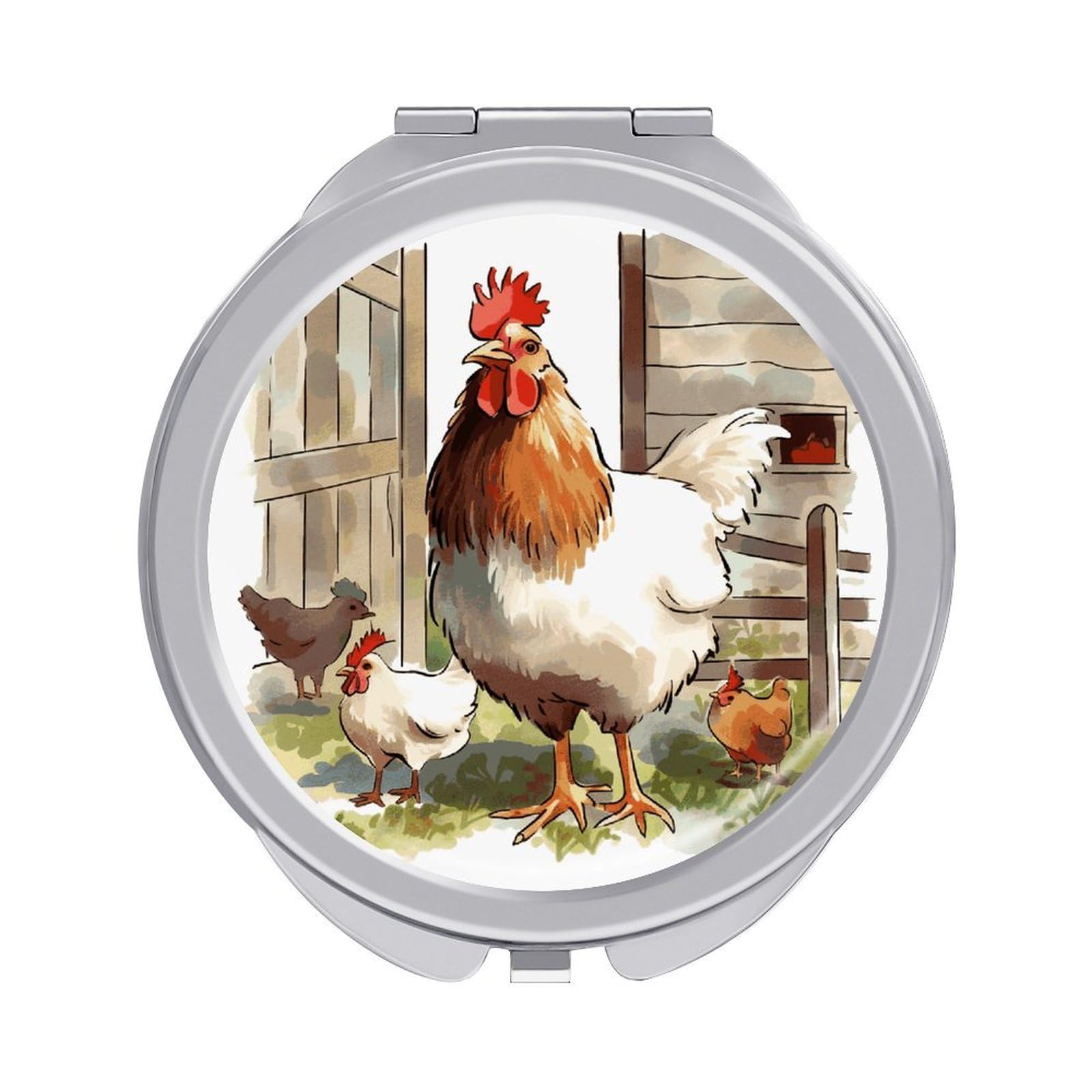 JTREHY Farm Animals Makeup Mirror Silver Mirror Surface Folding Makeups Mirrors Lightweight Durable Looking Glass for Suitable Traveling Handbag and Purses