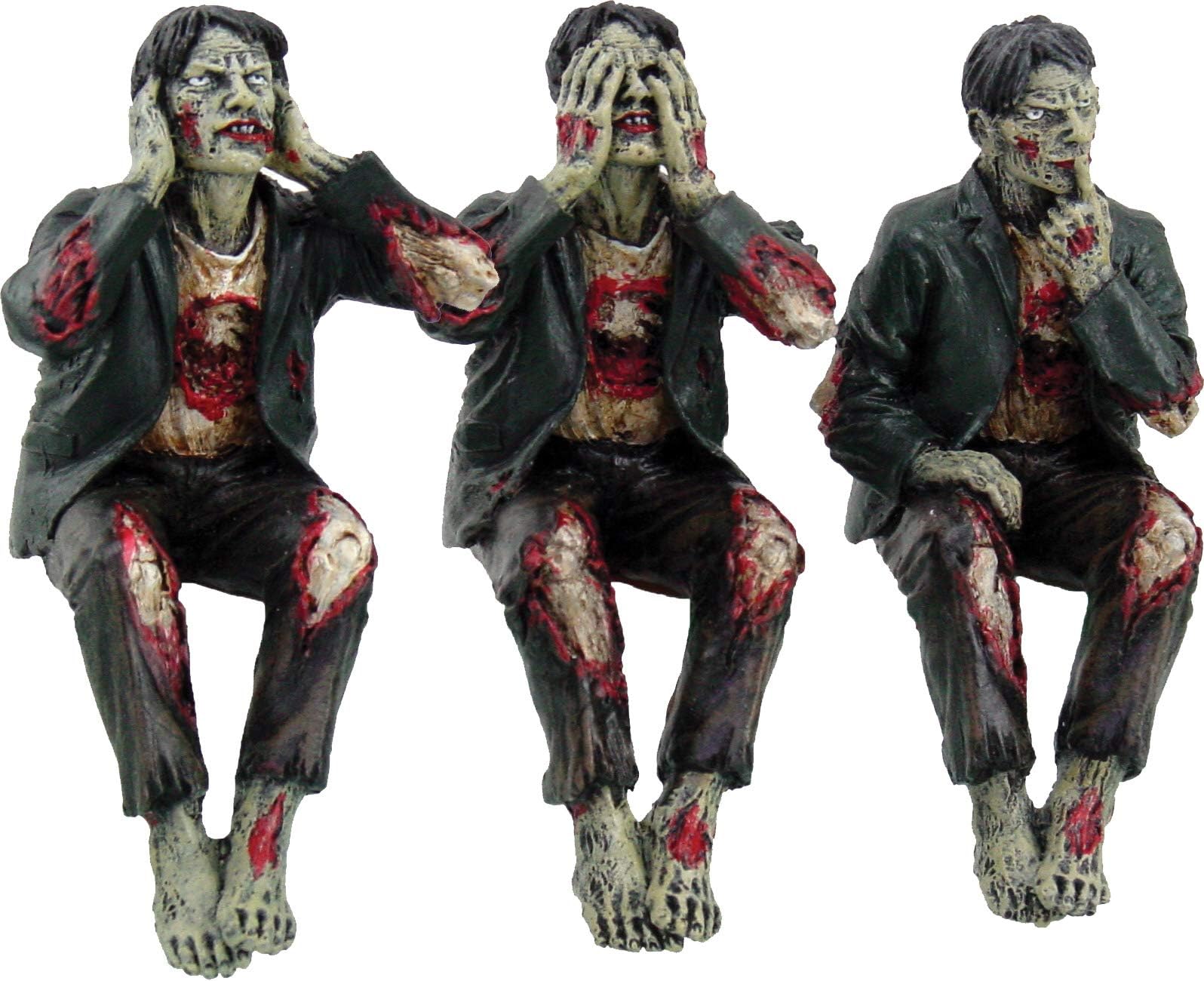 Nemesis Now See No, Hear No, Speak No Evil Zombies Figurines 10cm – Three Wise Zombies Gothic Ornament Set