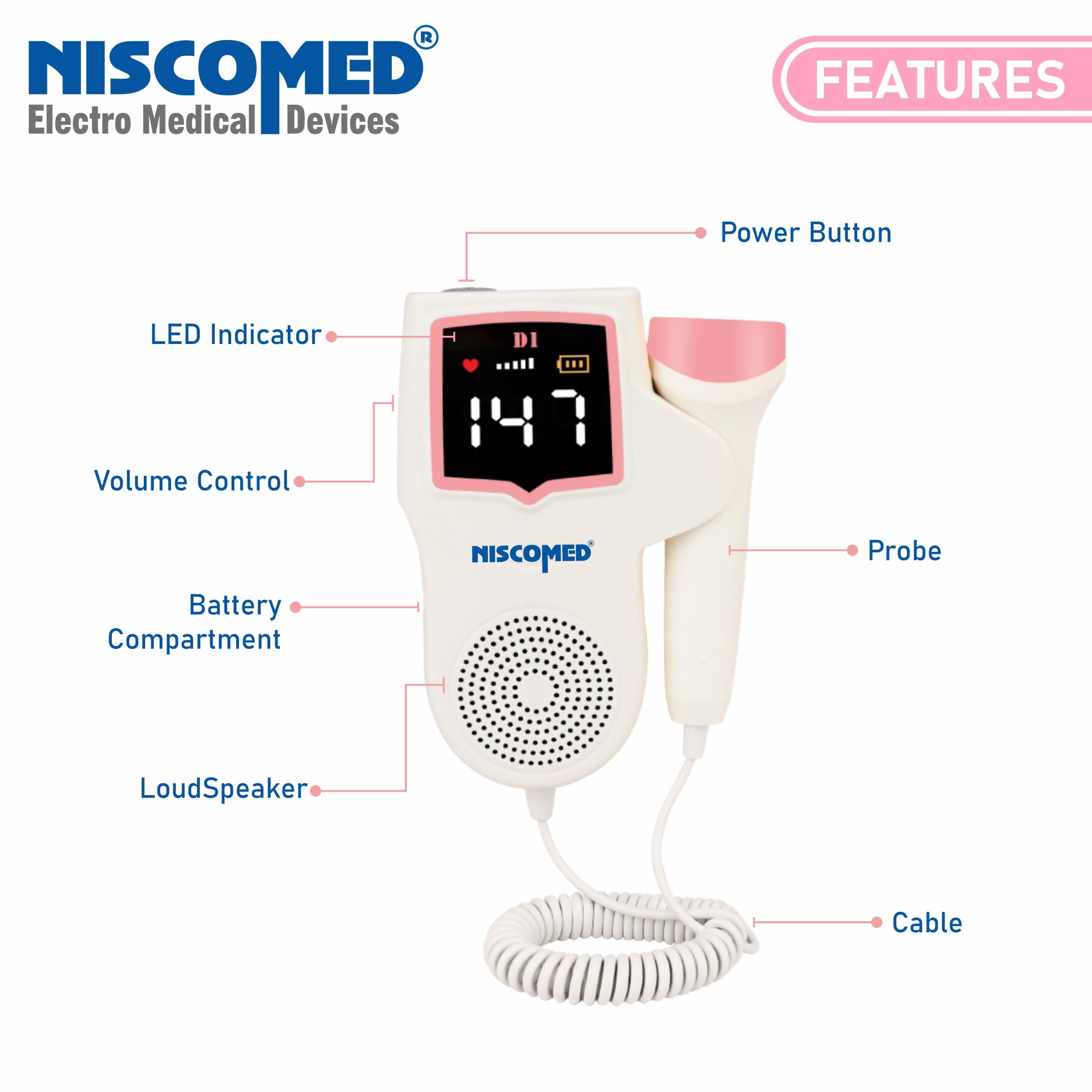 NISCOMED ND-106 White Fetal Doppler 1