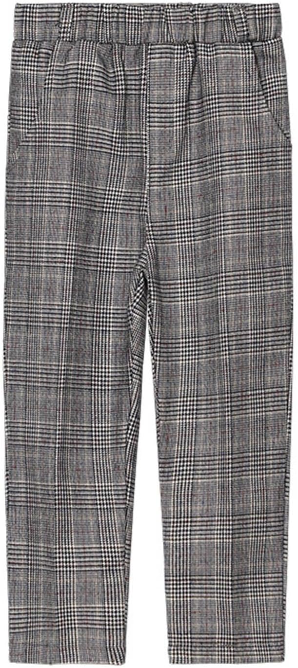 Boys Plaid Dress Pants Flat Front Pull-On Straight Leg Pant Lightweight Stretch School Uniform Formal Pants