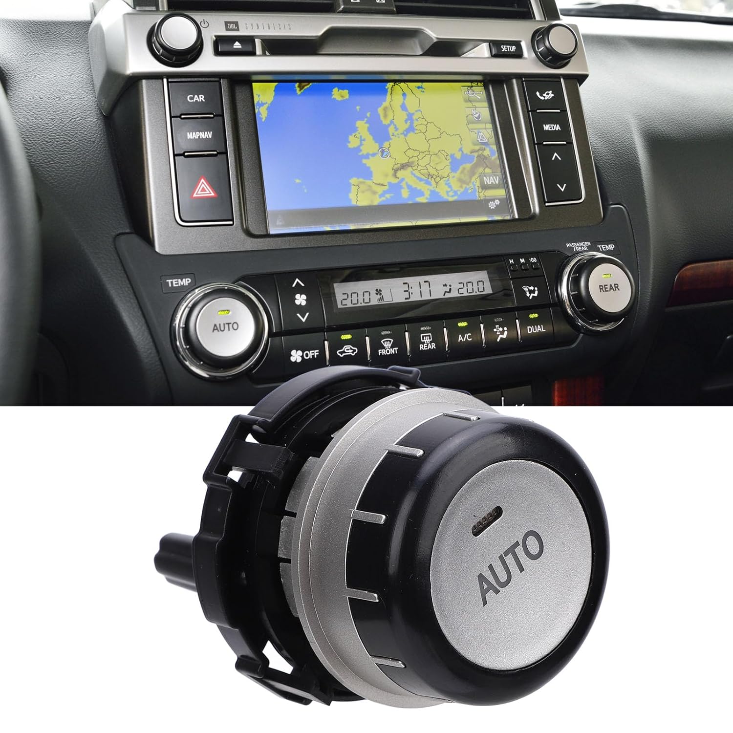 AC Knob Buttons, AC Climate Control Knob, Air Conditioning Control Switch Knobs Car Air Conditioning Heat Control Switch Replacement for Prado LC150 2010 to (Left AUTO Key: