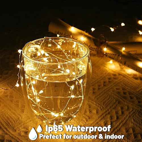 Miniatura 4 de Paquete de 24 luces de hadas que funcionan con pilas, 7 pies, 20 luces LED impermeables de Navidad, alambre plateado, luciérnaga, luna estrellada,