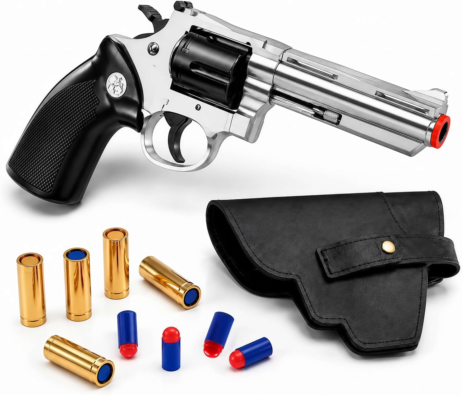 Toy Gun, Soft Bullet Toy Revolver, Game Catapult Toy Gun Foam Blaster, can fire Sponge Bullets, Educational Model Toys, Suitable for Children's Gifts from 6 Years Old(Silver)