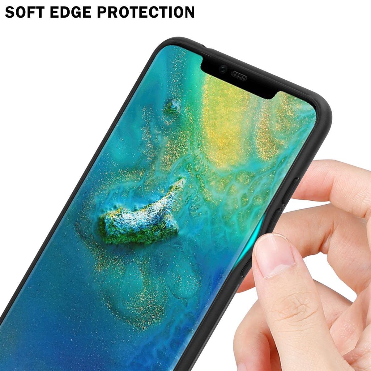 CADORABO Custodia bicolore in silicone TPU cover e retro in vetro temperato CUSTODIA per P30 PRO, Nero, Blu
