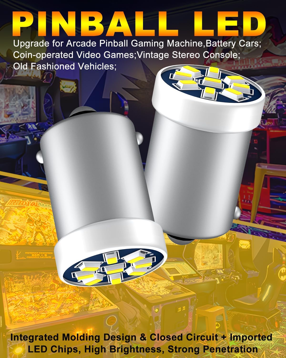 Qasim GE44 47 Pinball Machine LED Bulbs BA9S DC/AC 6.3V/6V Coin-Operated Video Old Fashioned Radio Arcade Pinball Gaming Light Bulb 755 756 1893 1895 1847,White,15 Pack