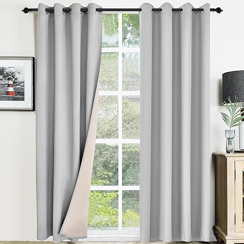 Cortinas opacas para dormitorio, cortinas con aislamiento térmico con ojales para sala de estar de 63 pulgadas de largo, juego de 2 paneles de