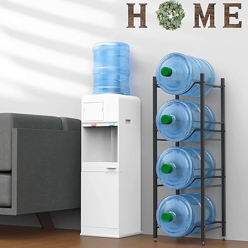 Miniatura 6 de Soporte para jarra de agua de 5 galones, acero resistente, estante de almacenamiento de 4 niveles para cocina, hogar, oficina, despensa