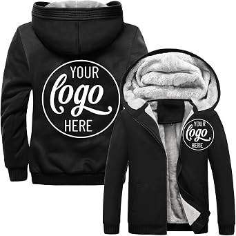 Mens Custom Personalized Fleece Jacket Warm Zipper Hoodie Workwear Add Your Own Logo text Customize Sweatshirt