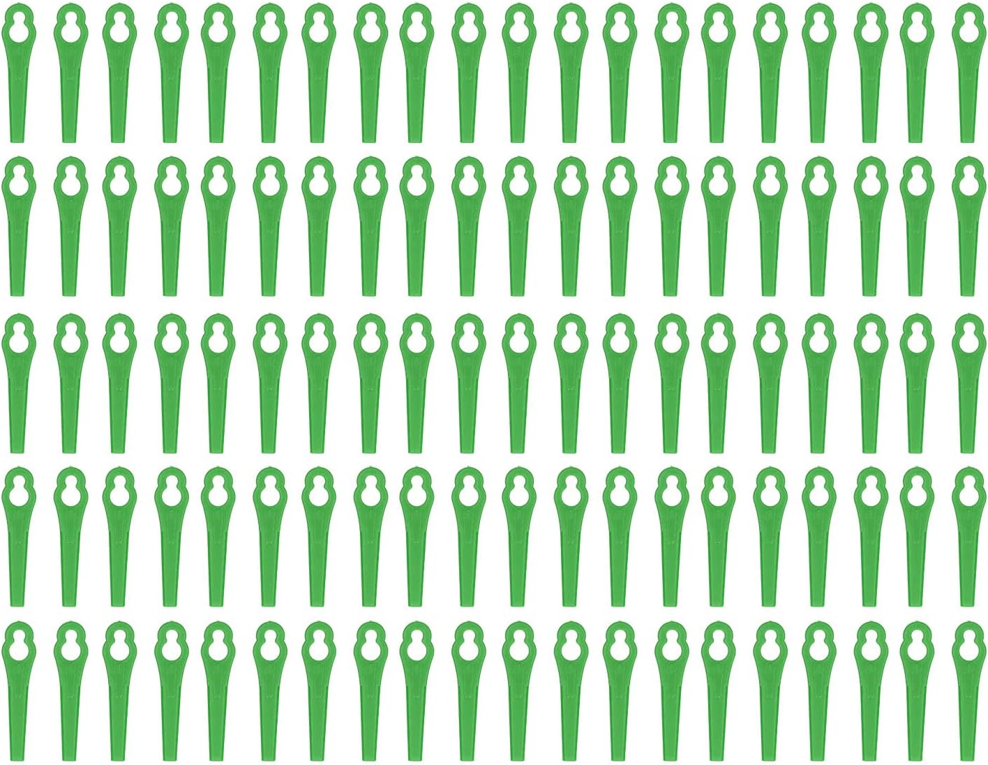 100 Pack Plastic Cutter Blades, Replacement Lawn Mower Cutting Tool, Garden Pruning Accessories (Green)
