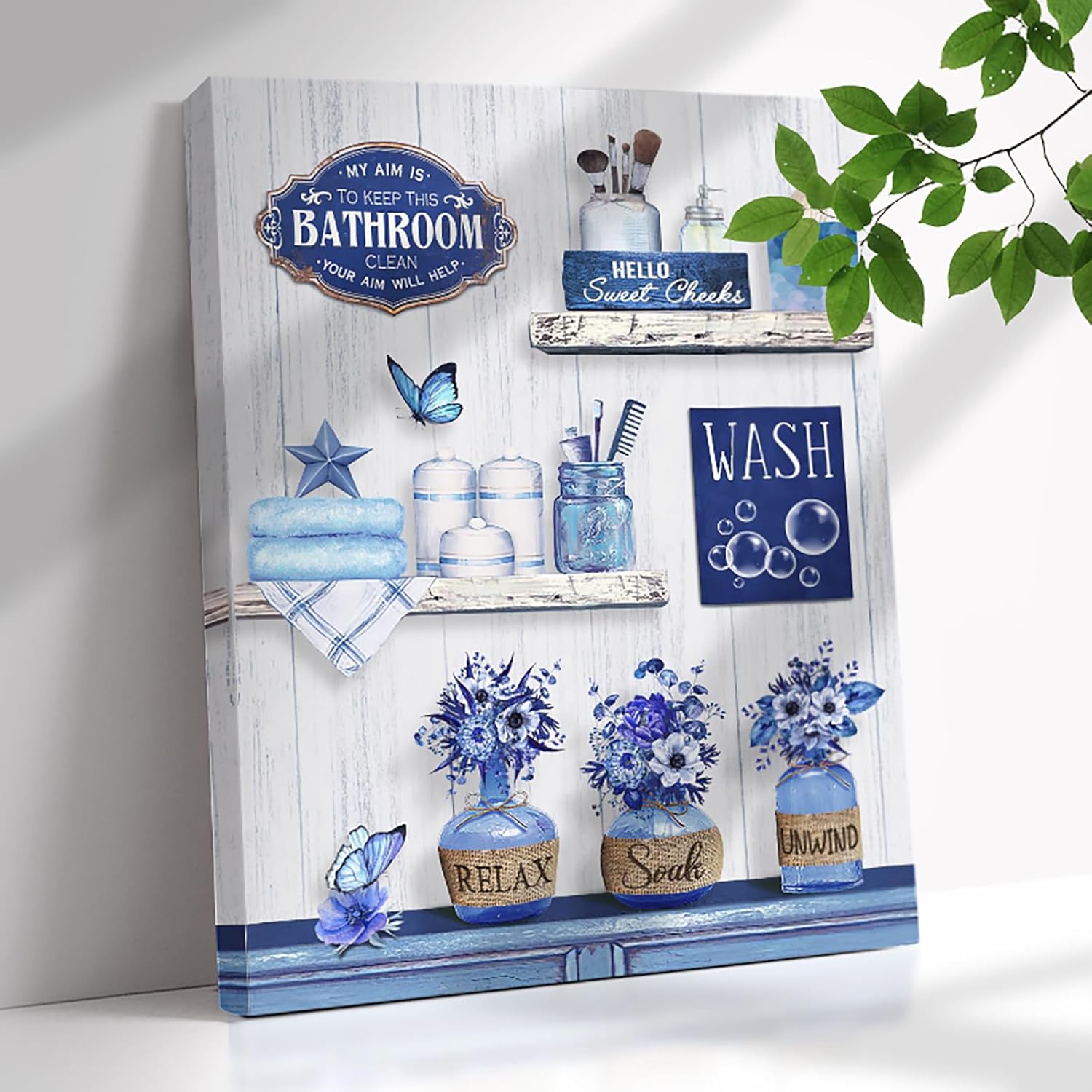 Amazon.com: Farmhouse Bathroom Wall Art Decor Rustic Flower and ...