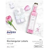 Avery Printable Blank Rectangle Labels, 1.5" x 4", Matte White, 840 Customizable Labels (5197) – view 1