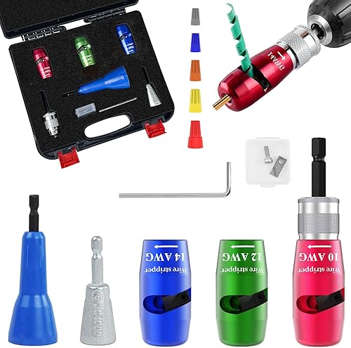 7 piezas de herramienta de alambre para taladro, pelacables YIHANGYE para taladro, para pelacables eléctricos de calibre 10-12-14, tornador de