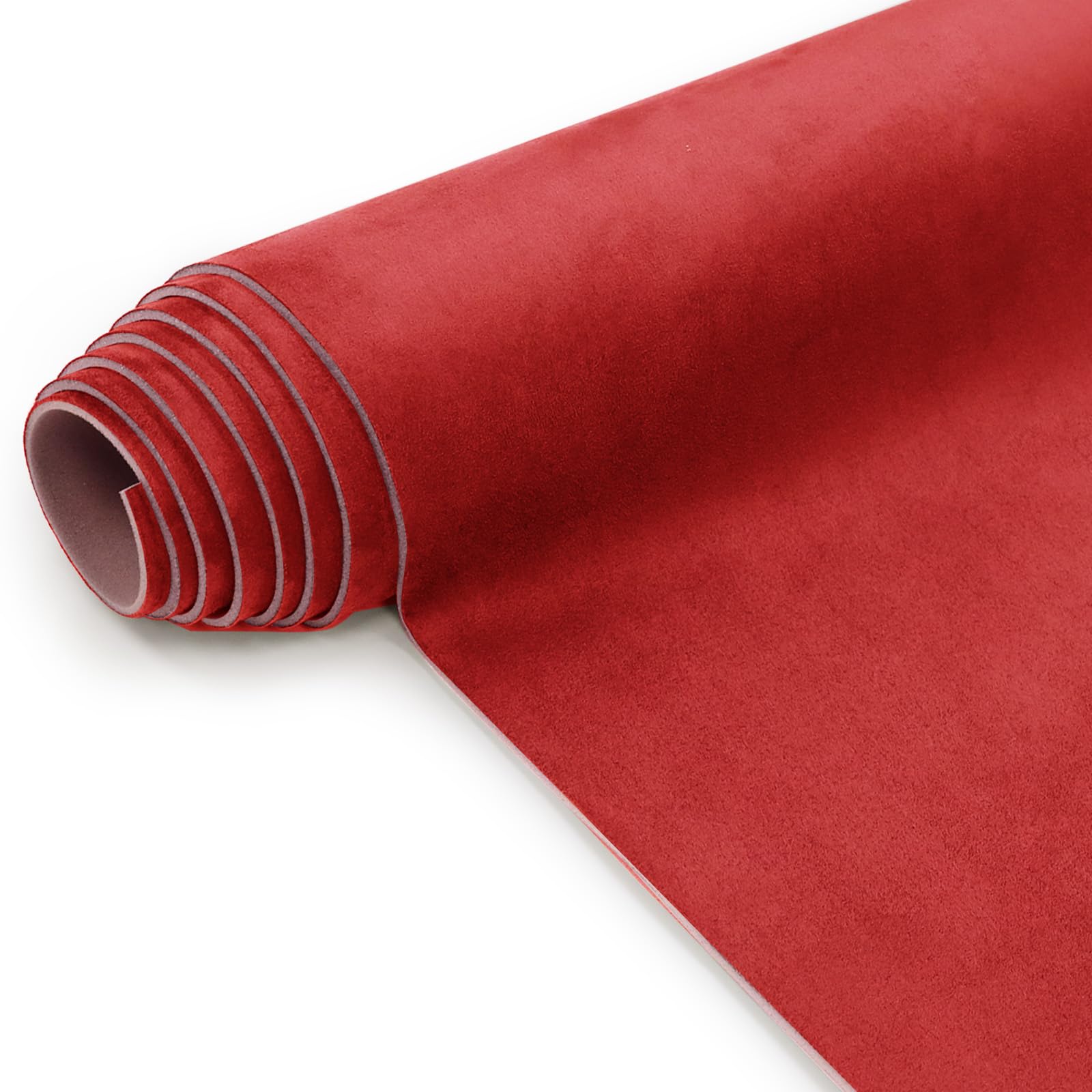 WilalySuede Headliner Fabric with Foam Backing Material - Automotive/Home Micro-Suede Headliner Flame Retardant Fabric for Car Replacement/Repair/DIY (Red 96 * 60 Inch)