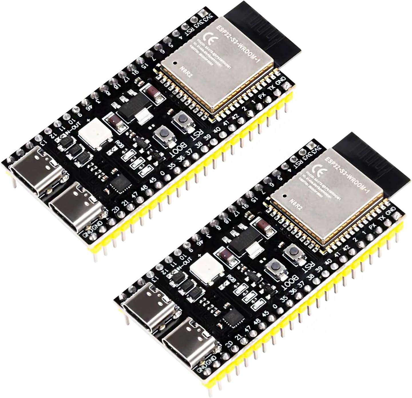 Heemol 2 шт. для платы разработки ESP32-S3-DevKitC-1-N16R8, 2,4 ГГц WLAN Bluetooth 5.0 ESP32-S3-WROOM-1 NodeMCU микроконтроллер с