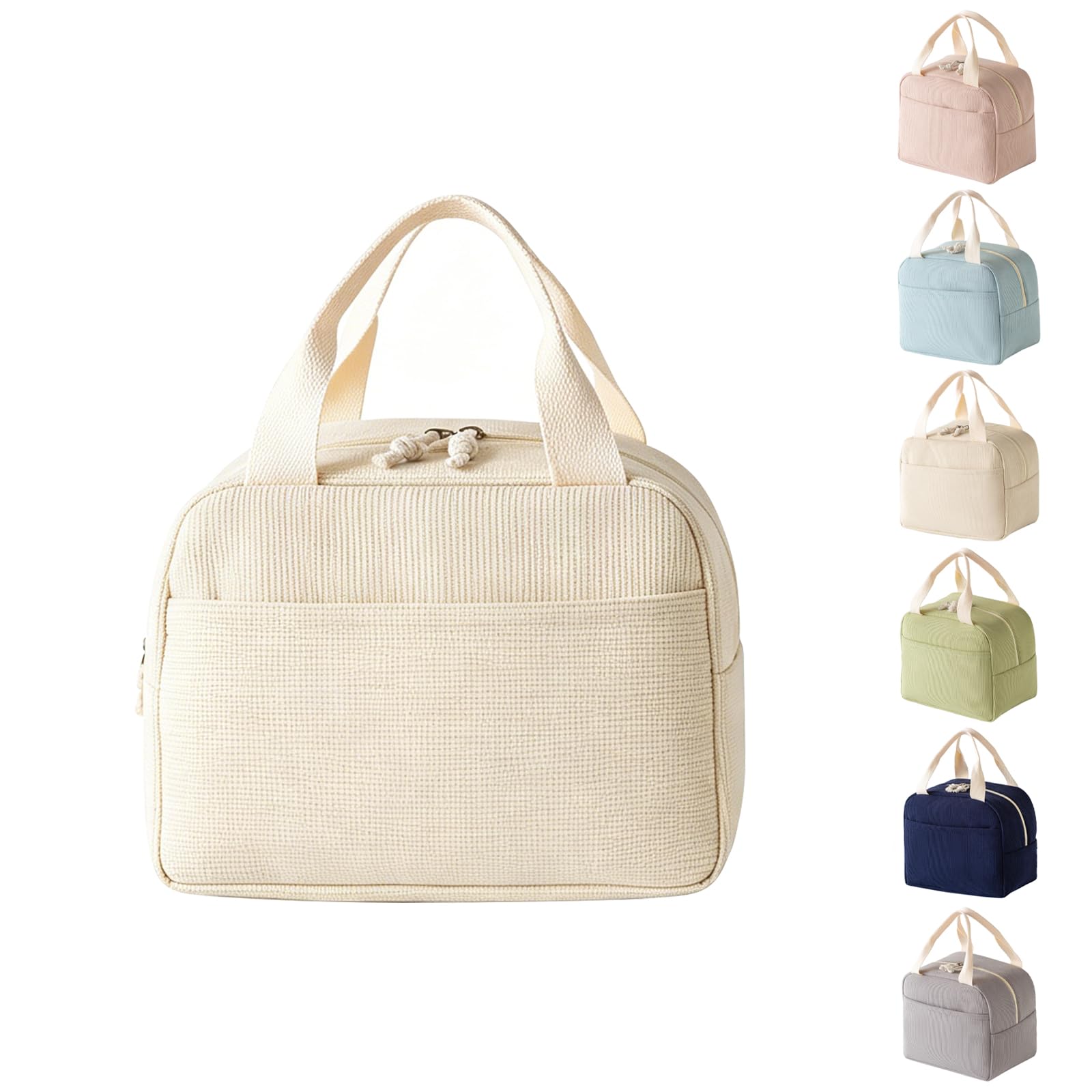 Crevice Insulated Portable Corduroy Lunch Bag 8L for Women and Men