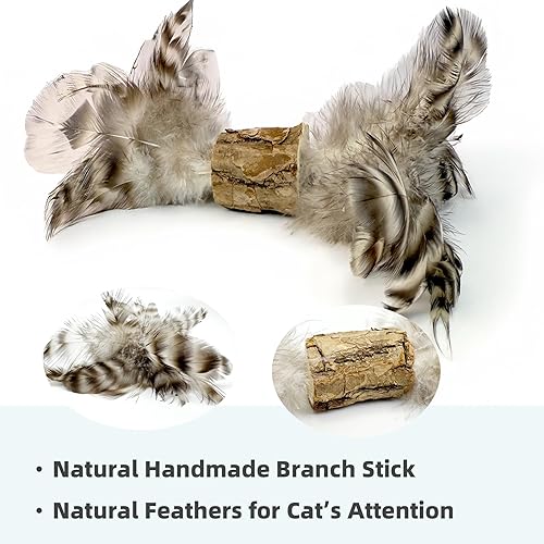 Miniatura 4 de 3 Pack Catnip Toys for Indoor Cats – Interactive Kitten Toys with Silvervine Stick & Feather, Durable Chew & Kick Cat Toys for Stress Relief & Play