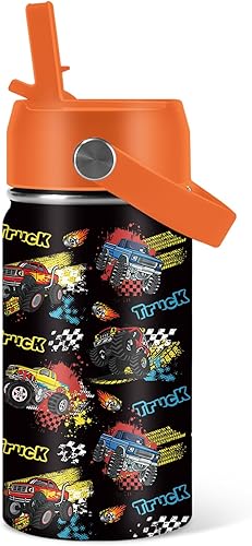 Miniatura 34 de Regalos de gatos para niños, botella de agua de 16 onzas con tapa con pajilla, botella aislada de acero inoxidable, a prueba de fugas, sin BPA, para