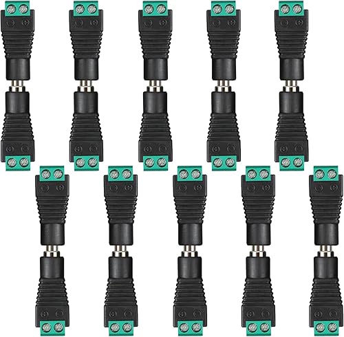 Conector de alimentación de CC, 10 pares de 0.217 in x 0.098 in DC 12V 5A, 10 piezas macho y 10 conectores hembra para cámara CCTV monitoreo de