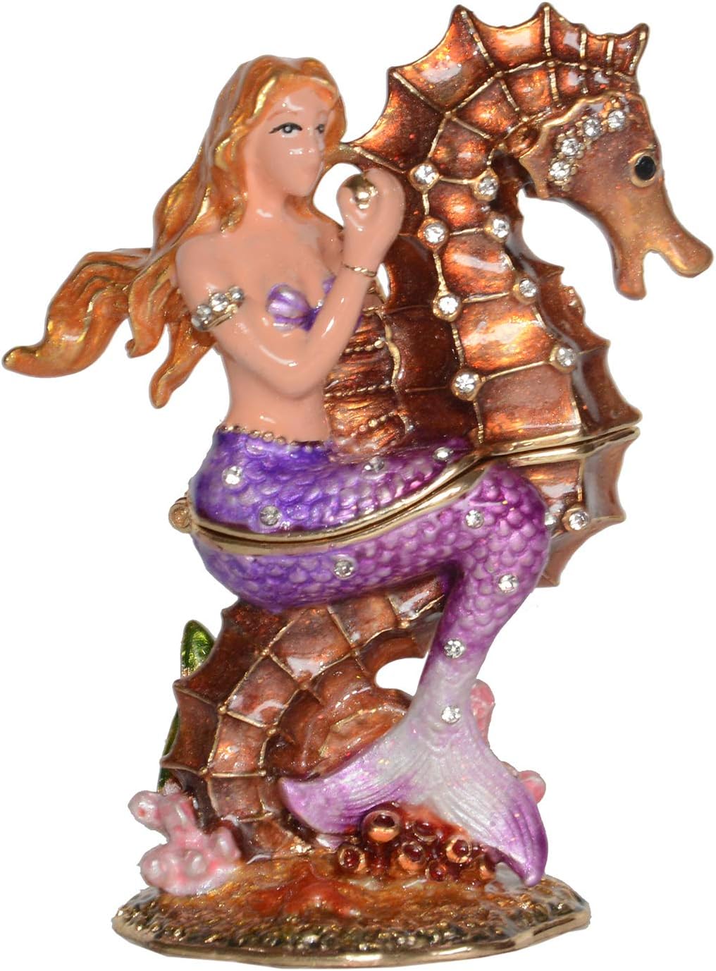 Starfish Trinket Box Jewelry Box Hand Painted Decorative Box with Hinged Lid Ring Earring Holder Unique Figurine Collectible