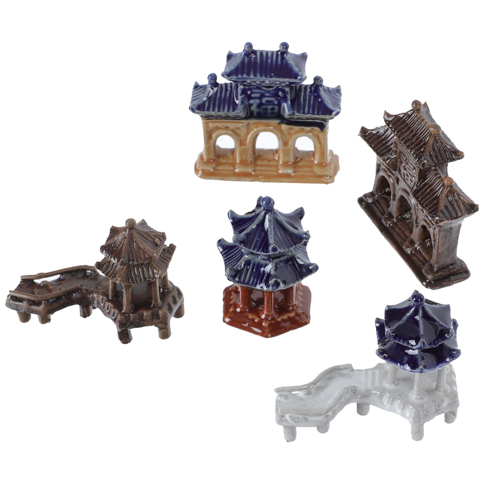Artibetter Ornamenti per Giardino Resistente allo Sbiadimento in Ceramica Set 5 Pezzi a Forma di Padiglione Finitura Fine Decorazione per Esterno per Layout del Giardino