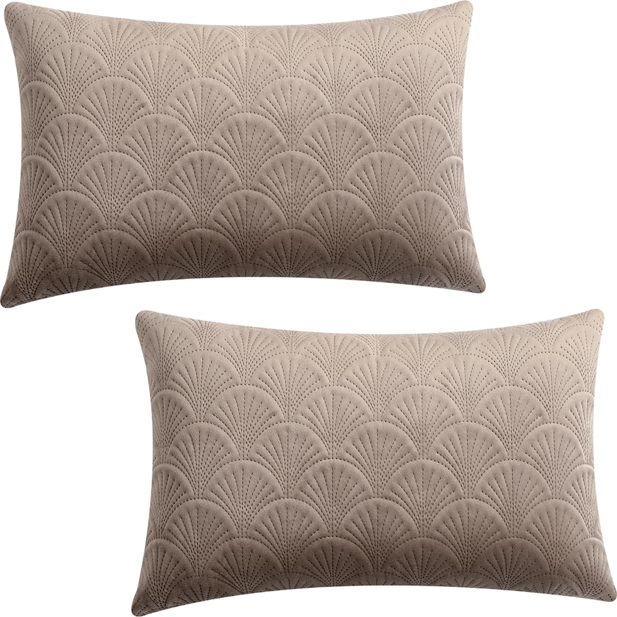 Decorative Velvet Retro Embossing Cushion Covers 30x50cm Set of 2 Khaki — image 1