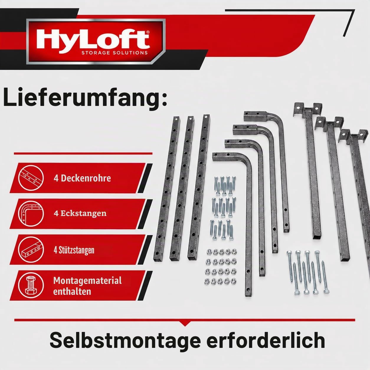 HyLoft 80844-10 86,4 x 66 cm Verstellbare Garagen-Deckenhalterung Lagerregal Kit – Hammertone