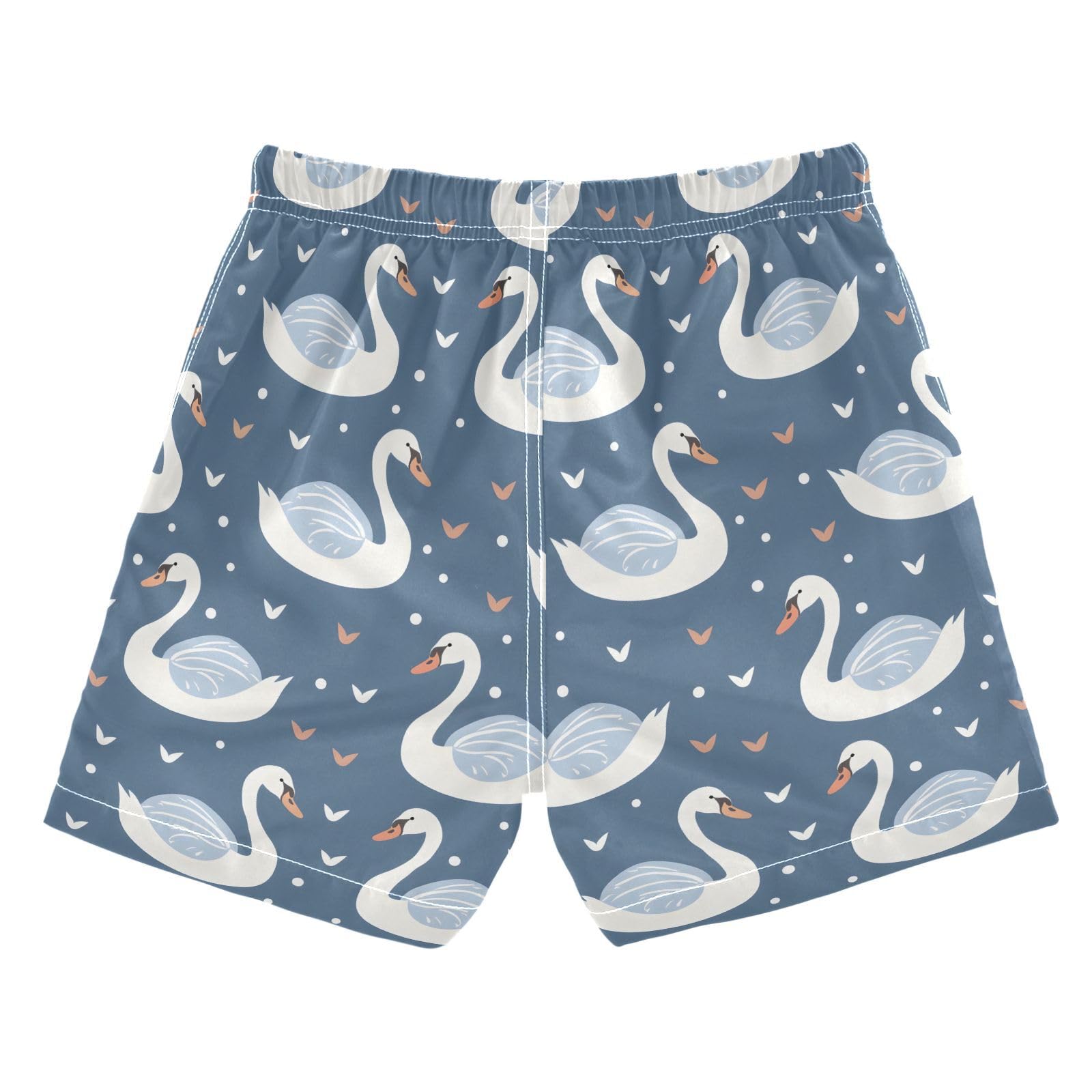 ALAZA Swan Bird Navy Blue Boys Quick Dry Beach Board Shorts Kids Swim Trunks Bathing Suit Swimsuit 5T