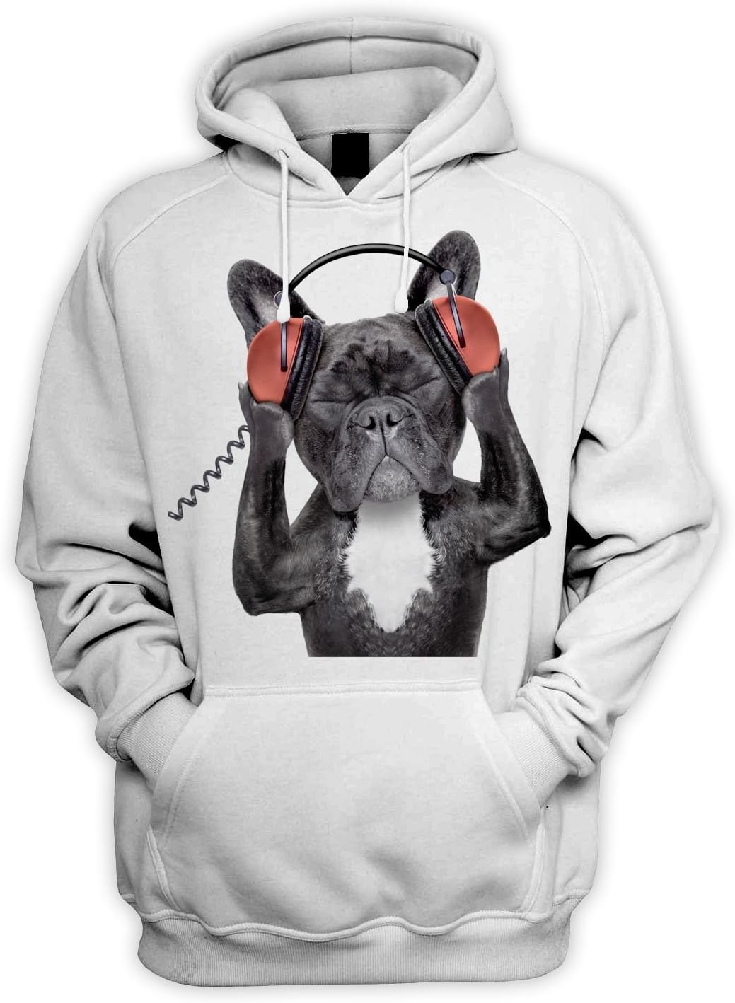 Tribal T-Shirts French Bulldog DJ Style Men's Pouch Pocket Hoodie Hooded Sweatshirt