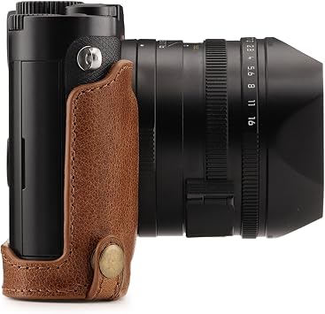 Megagear MG1401 Leica Q-P, Q (Typ 116) Ever Ready Genuine Leather Camera Half Case and Strap, with Battery Access, Brown