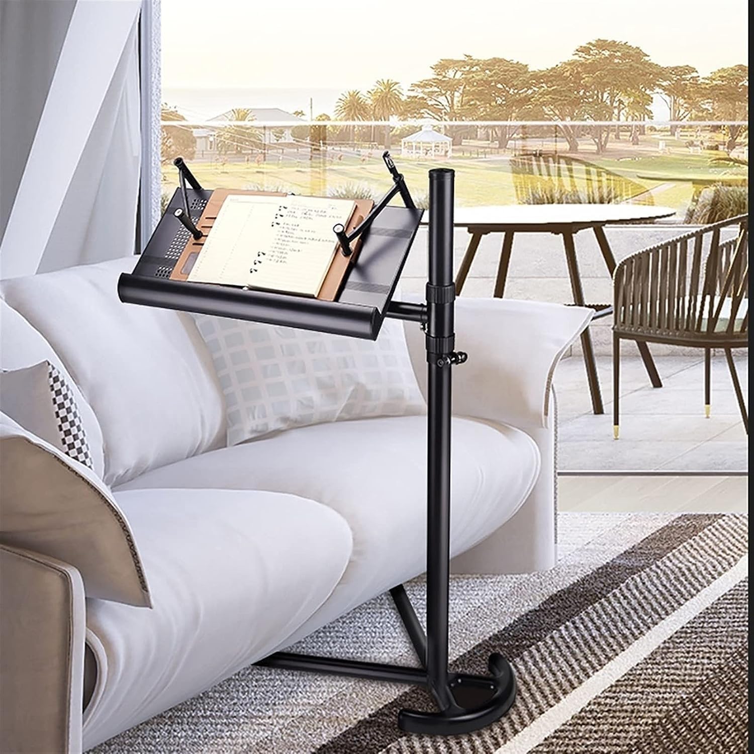 Ipad Floor Stand, Foldable Music Sheet Stand, Height Adjustable Book Holder with Removable Booklight, Tablet Holder for Bed, Podium Stand (Size : with lamp) () image 3