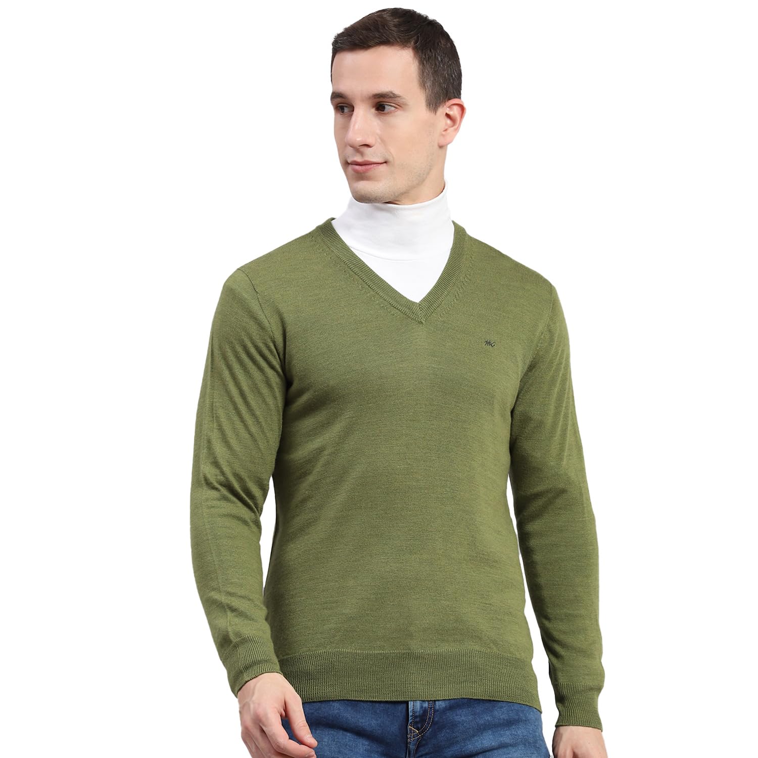 monte carlo Mens Green Solid V Neck Full Sleeve Pullover_1240507VN-2456-picture-13