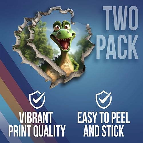 Miniatura 2 de Calcomanía de dinosaurio con agujero en la pared para niños, divertido agujero en la pared 3D broma autoadhesiva adhesiva adhesiva para despegar y